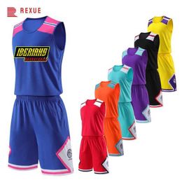 Fans Tops Tees Plus Size Basketball Set Men Kids DIY Custom Jersey Suit Breathable Club School Soccer Team Training Uniform 2 Piece Sportswear Y240423