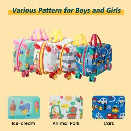 Luggage Cartoon Travel Suitcase for Kids Multi Functional Trolley Luggage with Removable Strap Suitcases on Wheels Children Trolley Case