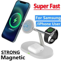 Chargers 15W 3 in 1 Magnetic Wireless Charger Stand For iPhone 14 13 12 Pro Max Airpods Apple Samsung Watch Fast Charging Dock Station