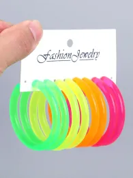 Earrings 4Pairs/Set Neon Colour Acrylic Hoop Earrings Set for Women Rock Punk Fluorescent Large Round Hoops Earring Party Jewellery Gifts