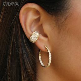 Earrings CEMYA Copper Gold color Clip Earrings For Women Classic Full CZ Zircon Fake Piercing Women's Ear Cuff 2022 Jewelry Wholesale