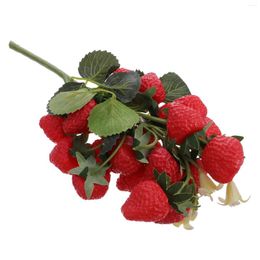 Party Decoration Simulated Fruit Skewers Raspberry Stems Home Plant Decor Faux Plants Strawberries Red Fake Strawberry Planter Lifelike