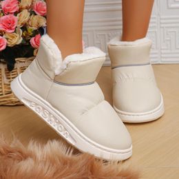 Boots Faux Fur Waterproof Snow For Women 2024 Winter Plush Warm Cotton Padded Shoes Woman Non Slip Platform Ankle Booties Mujer