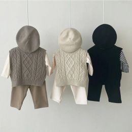 Coats Baby Girl Knitwear Sleeveless Sweaters Autumn Boys Cotton Vest Coat Solid Tops Knit Waistcoat Toddler Pullover Outerwear 03Y