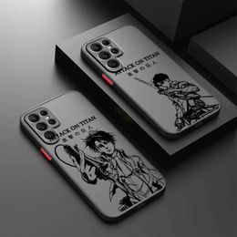 Cell Phone Bumpers Attack On Titan Anime Cute For Samsung S24 S23 S22 S21 S20 S10 FE Note 20 10 Ultra Lite Plus Frosted Translucent Phone Case Y240423