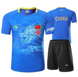 New table tennis suit men039s and women039s Chinese team uniform dragon pattern match suit short sleeve shorts sportswear 30309796161517