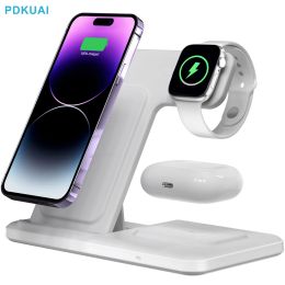 Chargers 20W Foldable Wireless Charger for iPhone 14 13 12 11 XS XR X 8 Apple Watch 8 Airpods Pro 3 in 1 Fast Charging Stand Dock Station