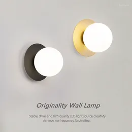 Wall Lamps Nordic LED Light Minimalist Bedroom Bedside Corridor Industrial Lighting Glass Ball Sconce Gold Black Iron