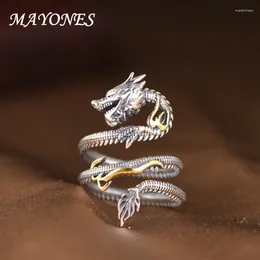 Cluster Rings Handmade S925 Sterling Silver Ring For Men's Vintage Thai Personalised Dragon Birthday Gift