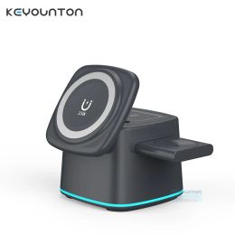 Chargers Magnetic Wireless Charger 3 in 1 for Apple Device Portable 15W Fast Charging Station for iPhone 14 13 12 Pro iWatch 8 7 Airpods