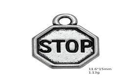 50PCS Metal Zinc Alloy Charms Dangle Jewelry Handmade Letter Vintage Stop Sign Pendants For DIY Charm Whole Jewelry31795279548533