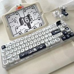 Accessories Naught Cat Design Black White Keycap For Cherry Switch 64 68 75 87 98 104 Alice Ergo Mechanical Keyboard MOA Profile PBT Key Cap