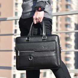 PU Leather Briefcase for Man Lawyer Designer Handbag Luxury Laptop Office Work Messenger Crossbody Side Bag 240418