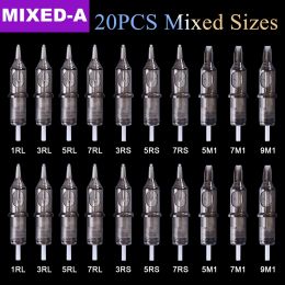 Machines 10/20PCS Mixed Cartridge Tattoo Needle RL/RS/M1/RM Disposable Sterilised Safety Tattoo Needle for Cartridge Machines Grips