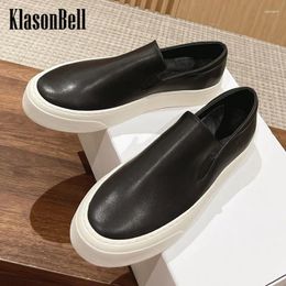 Casual Shoes 9.28 KlasonBell Slip-Ons Loafers Sneakers Women Genuine Leather Thick Sole British Style Round Toe Board
