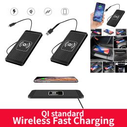 Chargers Car Fast Wireless Charger Silicone Nonslip Pad for iPhone/Android Mobile Phone Qi 15W Quick Car Wireless Charging Stand