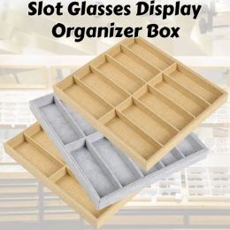 Sunglasses Fashion Glasses Cases Beige 10 Grids Sunglasses Display Box Sunglasses Display Glasses Display Props Jewellery Organiser Tray