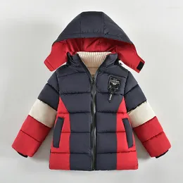 Jackets Winter Keep Warm Boys Jacket Letter Printing Fashion Baby Coat Hooded Outerwear Birthday Gift 2 3 4 5 Years Old Kids Clothes