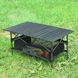 Camp Furniture Outdoor folding long table portable storage camping table barbecue easy to Instal picnic Waggon table with stable mesh bag light Y240423