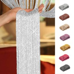 200x100 CM Thread Curtains Solid Stripe Classic Line Tassel Curtain Window Blind Valance Living Room Divider Door Decorative 240416