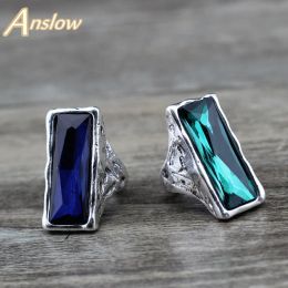 Bands Anslow 2020 Original Design Vintage Retro Large Big Square Crystal Wedding Ring For Women Female Jewelry Accessories LOW0024AR