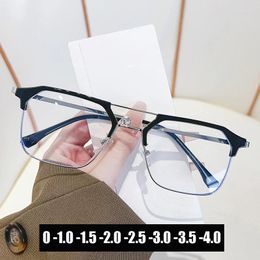 Sunglasses Luxury Double Beam Minus Glasses For Men Women Anti-blue Light Myopia Eyeglasses Trendy Finished Prescription Near Sight Eyewear