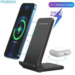 Chargers 25W Fast Wireless Charger 2 in 1 Charging Dock Station For iPhone 14 13 12 11 XS MAX XR X 8 AirPods 3 Pro Samsung S22 S21 S20