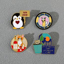 Childhood animals funny quotes enamel pin Cute Anime Movies Games Hard Enamel Pins Collect Metal Cartoon Brooch Backpack Hat Bag Collar Lapel Badges
