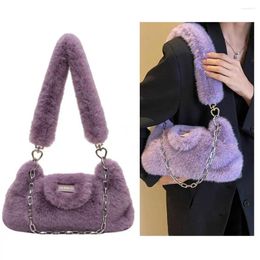 Shoulder Bags Women Fluffy Bag Solid Colour Big Chain Furry Shopping Large Capacity Plush Soft For Autumn Winter