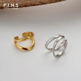 Earrings F.I.N.S 1PC INS Style Simple S925 Sterling Silver DoubleLayer Open Geometric Ear Clip Without Pierced Silver 925 Jewelry