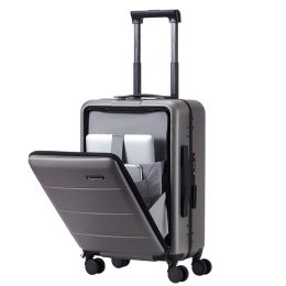 Carry-Ons Aluminum Frame Trolley Luggage on Wheels Business Suitcase With Laptop Bag Zipper Boarding Cabin Bag
