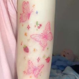 Tattoos Butterfly Temporary Tattoo Stickers Watercolour Flower Arm Clavicle Sexy Tattoo Sticker Waterproof Female Lasting Fake Tattoo