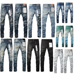 Uomini jeans viola sciolto in alto in vita ksubi jeans strappato jeans spot retry patch hole taco denim streetwear silm piedi silm micro pantaloni elastici jeans jeans largo