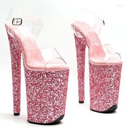 Dance Shoes Leecabe 23CM / 9inches Clear PVC Upper Open Toe Fashion Glitter Platform High Heels Sandals Pole