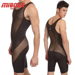 Men's Body Shapers Sexy Jumpsuit Nylon Mesh Thin Fashionable Comfortable Bottom Lingerie Youth Funny Bodysuit For Gays Nightclub Clothes