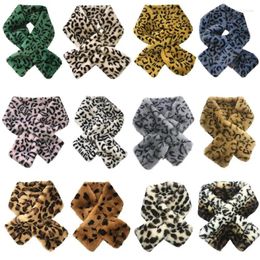 Scarves 12x80cm Women's Winter Fake Faux Fur Leopard Print Scarf Wrap Collar
