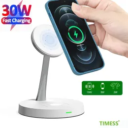 Chargers 3 in 1 Qi Fast Wireless Charger Stand For iPhone 14 13 12 Apple Watch 4 in 1 Charging Station for Airpods Pro iWatch With light