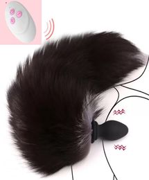 Massage 10frequency Remote Control Anal Plug Vibrator with Fox Tail Silicone Butt Plug Adult Game Prostate Massager Sex Toy for C3393049