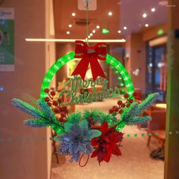 Decorative Flowers 30cm LED Christmas Wreath For Front Door Gold Window Wall Decorations 2024 Needles Glowing