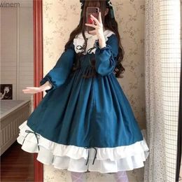 Urban Sexy Dresses Cute Womens Lolita OP Dress Japanese Harajuku Long Sleeves Doll Dress Lolita Skirt Spring Summer Soft Girl LolitaL2404