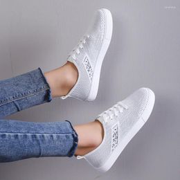 Casual Shoes Ladies 2024 High Quality Lace Up Women's Vulcanize Fashion Solid Round Head Mesh Sneakers