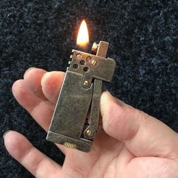 Metal Retro Kerosene Lighter Refillable Without Gasoline Lighter Side Press Ignition Petroleum Lighter Gift for Men Without Oil