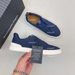 Zegna Designer Casual Shoes Triple Stitch Low Top Sneaker Stripes Social Wedding Party Quality Leather Shoe Zegnas Logo Kk 63