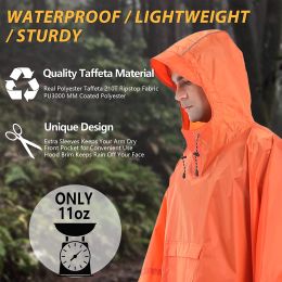 Sets/Suits Orange Heavy Duty Hooded Rain Poncho for Backpacking Waterproof Lightweight for Adults Military Emergency Camping Men Women