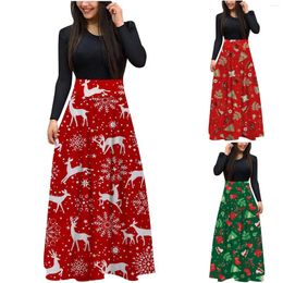 Casual Dresses Women's Long Sleeve Christmas Loose High Waist Wedding Holiday Party Splicing Skirt Elegant For Women 2024-