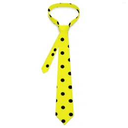Bow Ties Yellow Polka Dot Tie Black Spots Print Custom DIY Neck Classic Elegant Collar For Adult Daily Wear Necktie Accessories