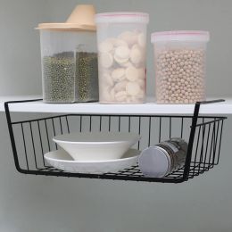 Baskets Hanging Under Shelf Storage Iron Cabinet Closet Desk Home Kitchen Hanging Mesh Basket Wire Bookcase Shelf Block Rack Organizer