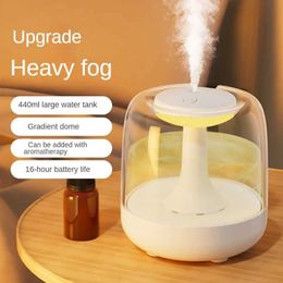 Humidifiers Humidifier 440ml Small Home Aromatherapy Machine 2-in-1 Silent Bedroom Large Capacity Mist Air Purification Mini Night Light Y240422