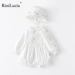 One-Pieces RiniLucia 2PCS Toddler Kids Baby Girl Clothes O Neck Long Sleeve Floral Jumpsuit Summer Bodysuit Sunsuit Outfits Korean