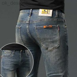 Men's Jeans designer Autumn and Winter New High end Jeans for Men's Elastic Slim Fit Small Straight Sleeve Simple and Versatile Casual Pants